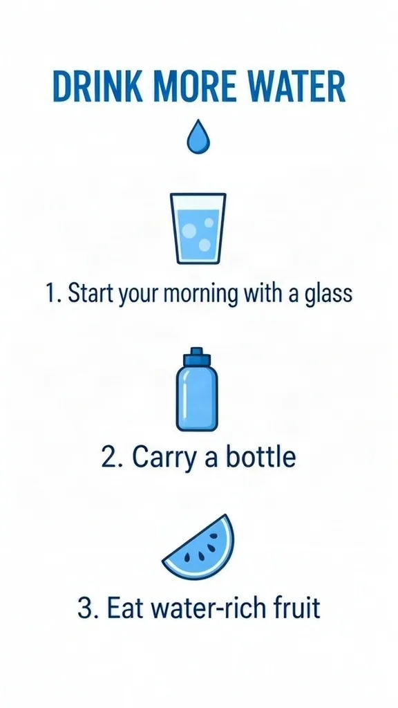 MOSS-Image Water reminder infographic, with the text “DRINK MORE WATER”